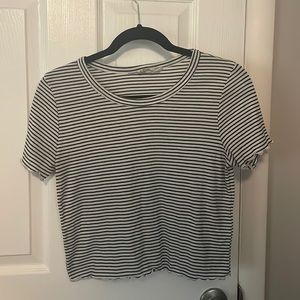 Lettuce hem Striped Crop Top